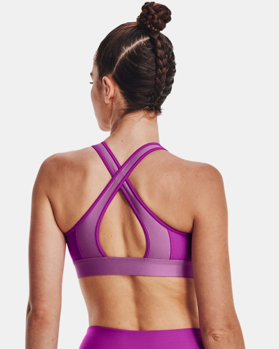 Women's Armour® Mid Crossback Harness Sports Bra, Purple, pdpMainDesktop image number 1
